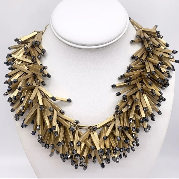 J. Crew Matchstick Black and Gold Necklace - Picture 1 of 4